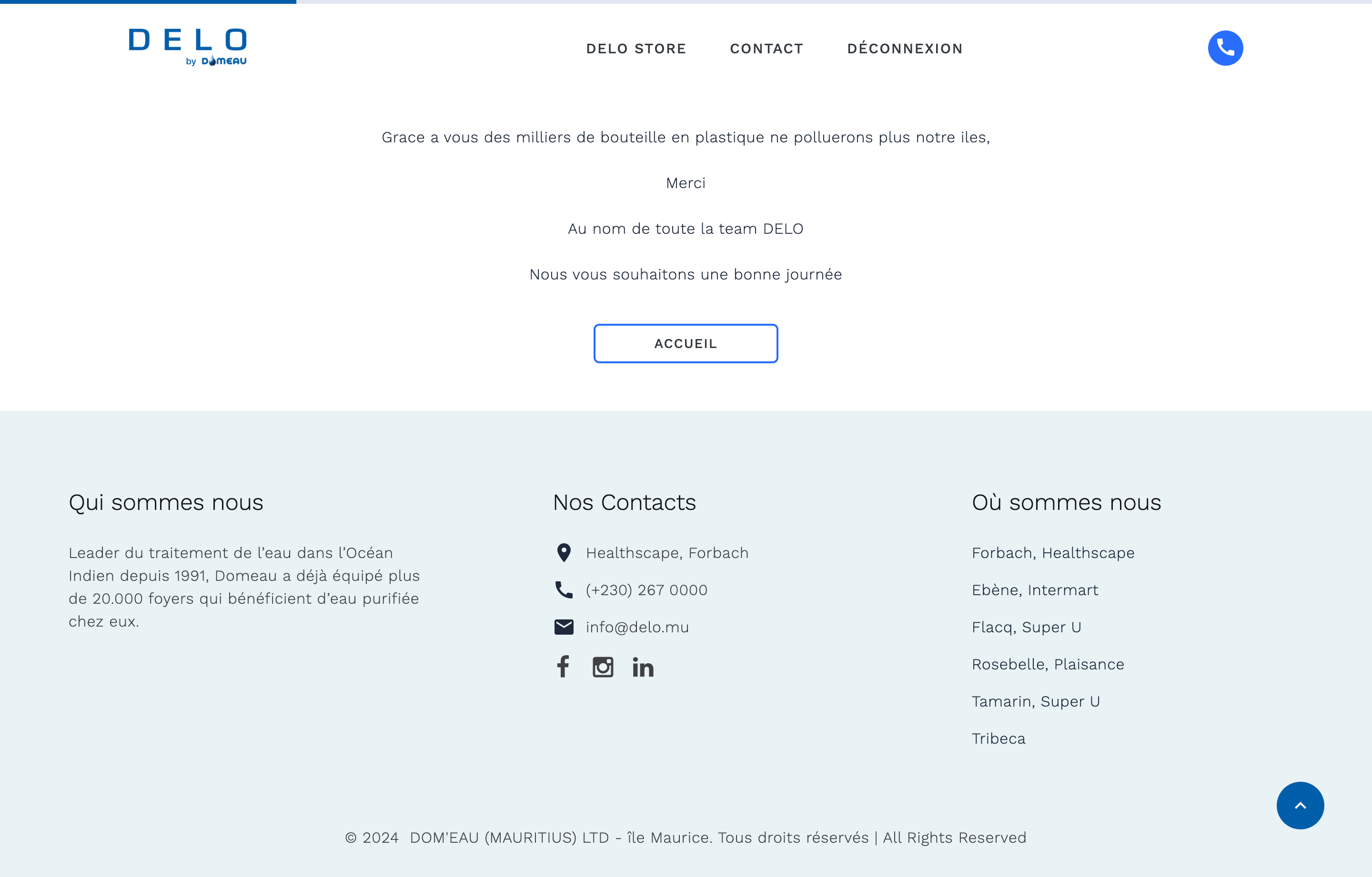 Page de Remerciement